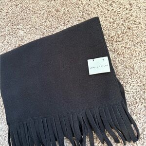 Lord & Taylor Classic Black Fringe Wrap